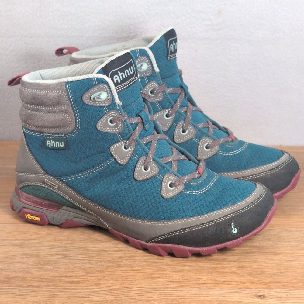 Ahnu Sugarpine Women's 8 EU 39 Waterproof Hiking Boots Teal Vibram Mid Lace-Up